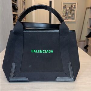 Balenciaga Small Cabas Lime Green Logo